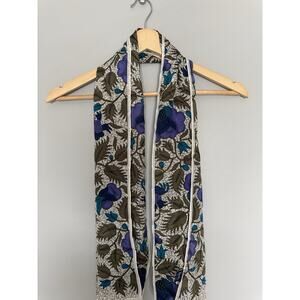 Honey 100% Silk Floral Scarf – Blue & Purple Botanical Print – Square